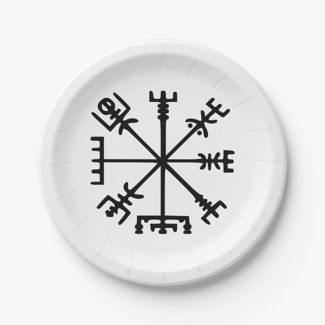 Assiettes En Carton Vegvísir (Viking Compass) (Devant)