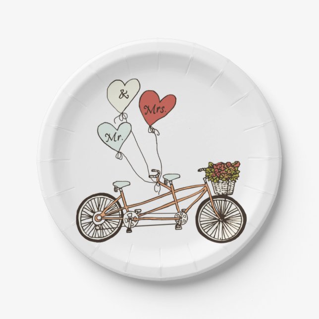 Assiettes En Carton Vélo d'amour M. & plaque papier Mme (Devant)