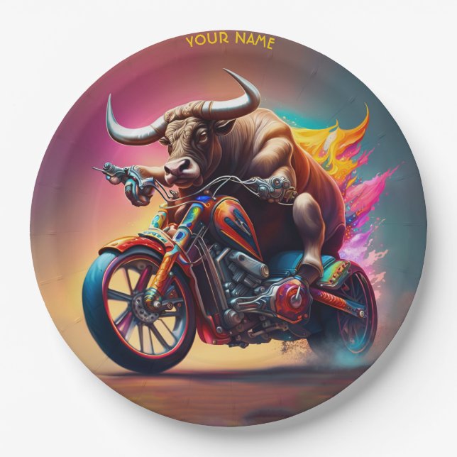 Assiettes En Carton Vélo d'équitation Imaginaire mignon (Devant)