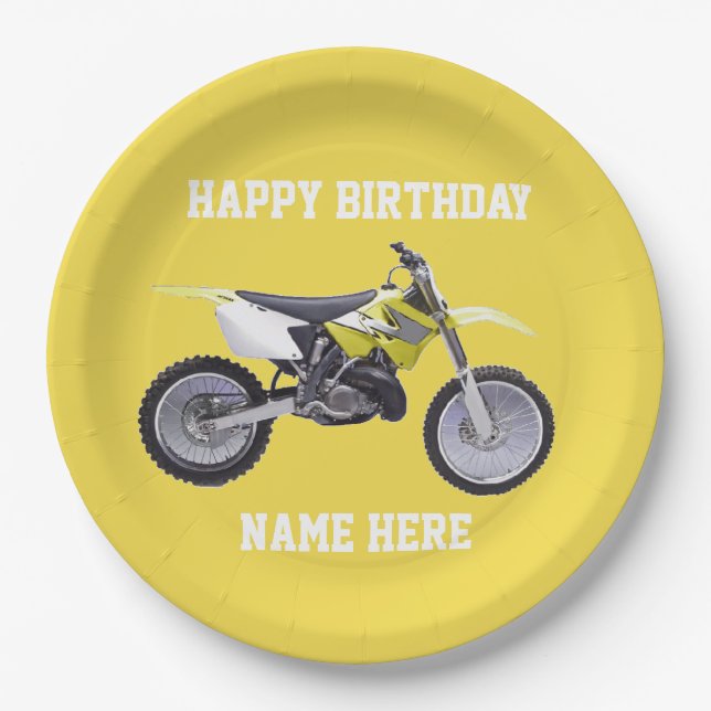 Assiettes En Carton Vélo droit jaune Anniversaire Sport Plaques en pap (Devant)