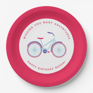 Assiettes En Carton Vélo moderne en rouge et bleu