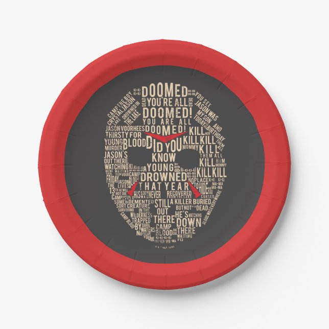 Assiettes En Carton Vendredi 13 | Masque de hockey typographique (Devant)