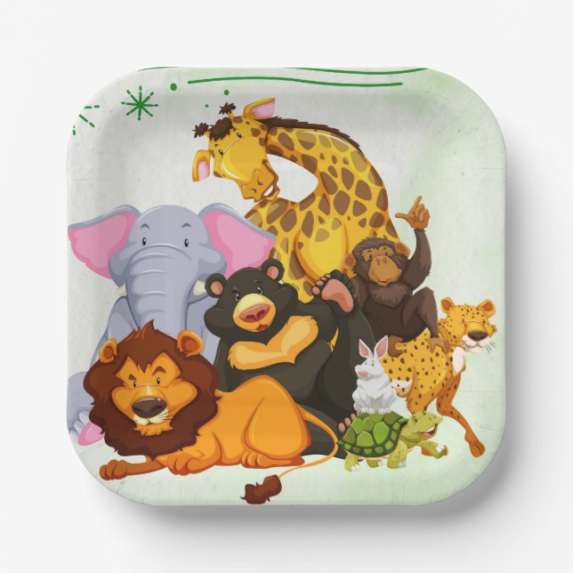 Assiettes En Carton Venez Rejoindre Le Pack Safari Animal Party (Recto)
