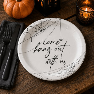 Assiettes En Carton Venez vous amuser avec nous Toile d'araignée Hallo