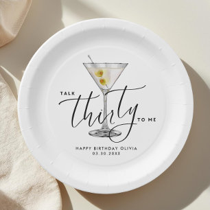 Assiettes En Carton Verre à Martini « Parle-moi de tes trente ans » 30