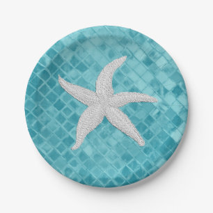 Assiettes En Carton Verre blanc Personailize de mer d'Aqua d'étoiles