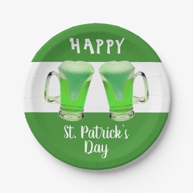 Assiettes En Carton Verre de bière verte Bonne St. Patrick's day Plaqu (Devant)