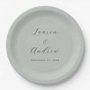 Assiettes En Carton Verre de mer Vert Élégant Moderne Simple Mariage