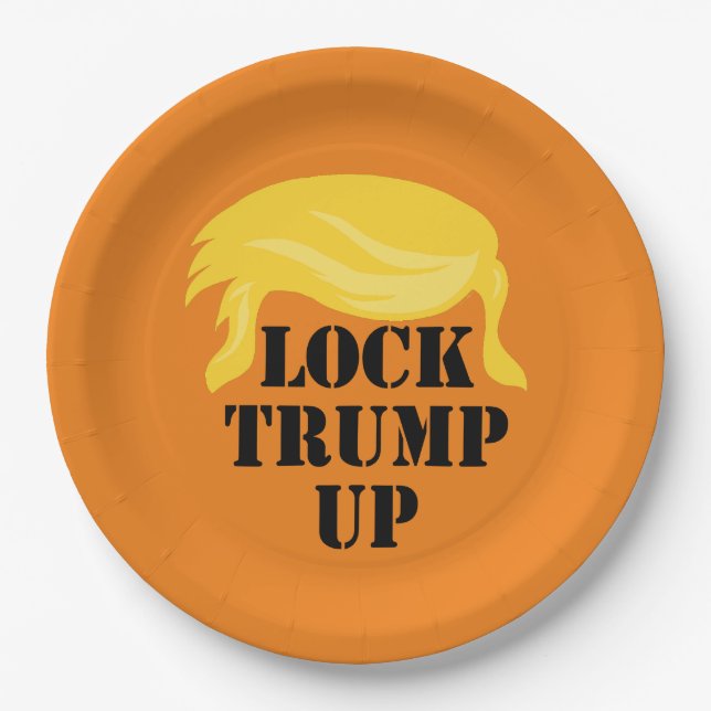 Assiettes En Carton Verrouiller Trump vers le haut (Devant)