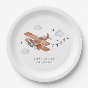 Assiettes En Carton Vers le haut et vers l'extérieur, Baby shower Vint