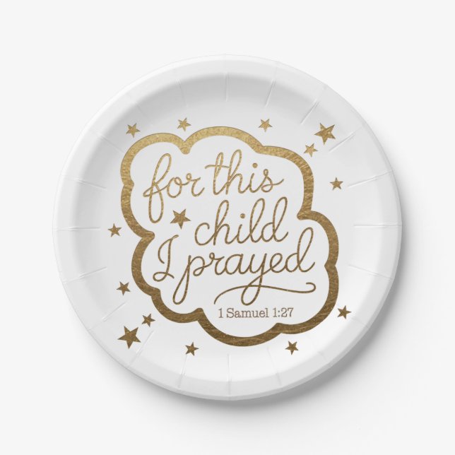 Assiettes En Carton verset biblique de 1 Samuel 1:27 Plaque en papier (Devant)