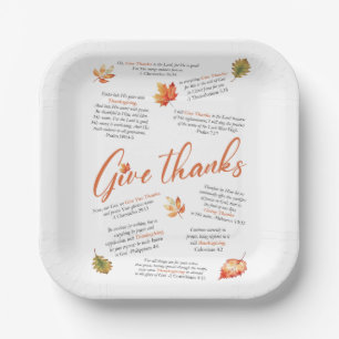 Assiettes En Carton Versets de la Bible de Thanksgiving avec feuilles 