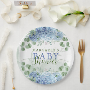 Assiettes En Carton Vert Bleu hydrangée C'est un Baby shower garçon