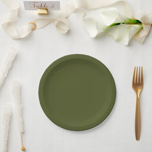 Assiettes En Carton Vert de l'armée (Mariage)