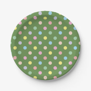 Assiettes En Carton Vert doux Pastel Pois