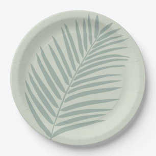 Assiettes En Carton Vert feuille de palme tropicale
