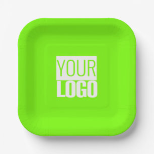 Assiettes En Carton vert fluorescent - ajoutez votre logo