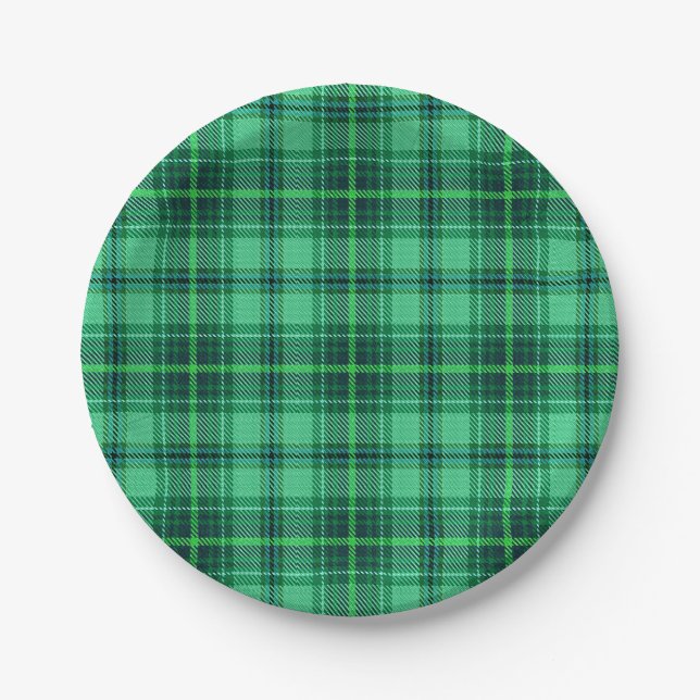 Assiettes En Carton Vert gai classique du plaid | (Devant)