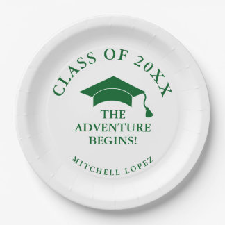 Assiettes En Carton Vert L'aventure commence la graduation