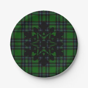 Assiettes En Carton Vert Noir Plaid Flacon de neige rustique