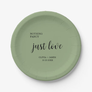 Assiettes En Carton Vert sauge Rien de fantaisie Juste amour Mariage  