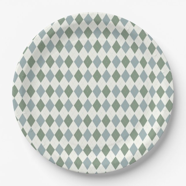Assiettes En Carton Verte et Jacquard Taupe Motif-Élégant Versatile (Devant)