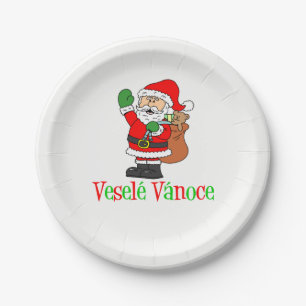 Assiettes En Carton Vesele Vanoce Tchèque Plaques Père Noël