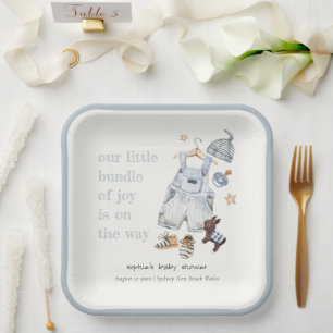Assiettes En Carton Vêtements Bébé mignons Essentials Baby shower Garç