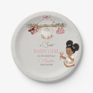 Assiettes En Carton Vêtements de bébé Fille Baby Shower Ivoire Rose