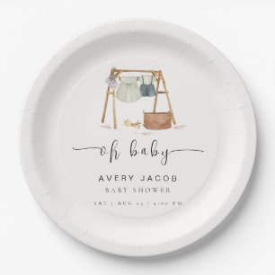 Assiettes En Carton Vêtements minimalistes de Baby shower Boho neutres