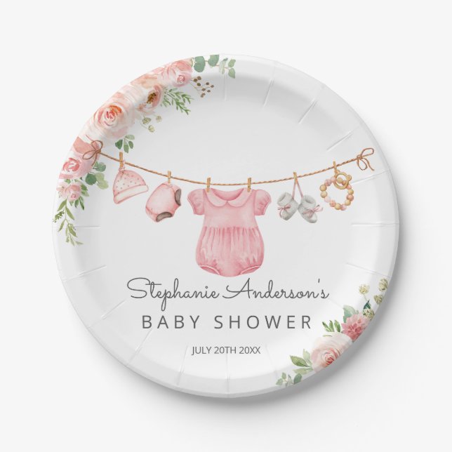 Assiettes En Carton Vêtements pour filles bébé Baby shower Plaque en p (Devant)