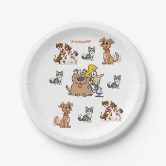 Assiettes en carton Vétérinaire Chats Chiens
