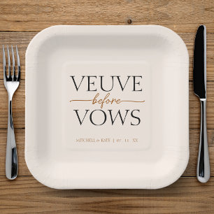Assiettes En Carton Veuve Avant Vows Tan Fête des mariées Brown
