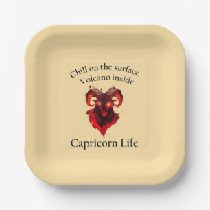 Assiettes En Carton Vibes Capricorne. Plaque d'anniversaire