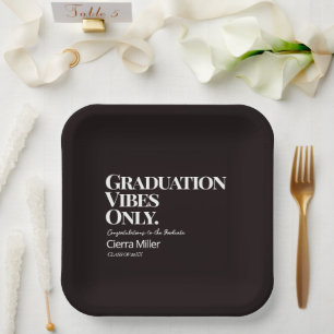 Assiettes En Carton Vibes de graduation seulement Plaque en papier