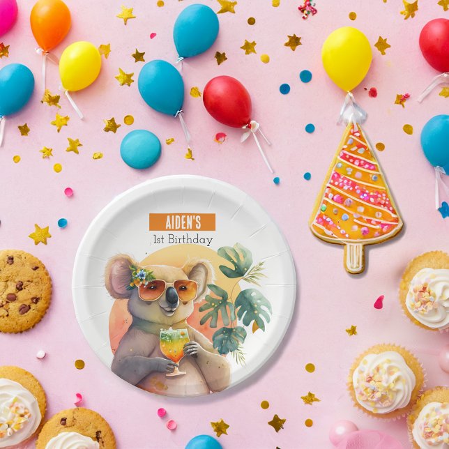 Assiettes En Carton Vibes d'été Koala - fête d'anniversaire - (Créateur téléchargé)