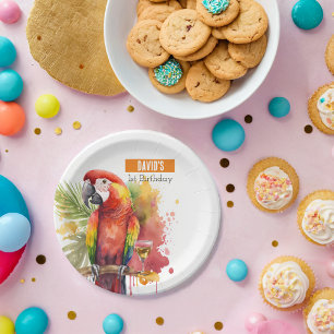 Assiettes En Carton Vibes d'été Parrot - Fête d'anniversaire -