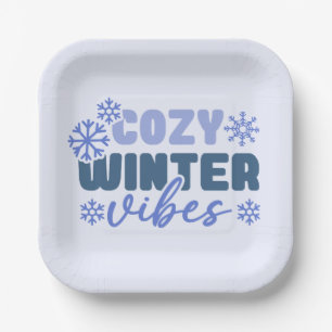 Assiettes En Carton Vibes d'hiver confortables - Typographie du flocon