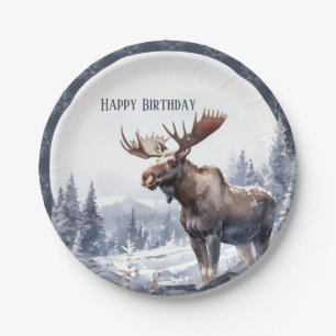 Assiettes En Carton Vibes d'hiver Moose - Anniversaire