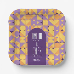 Assiettes En Carton Vibes rétro géométriques mariage d'automne