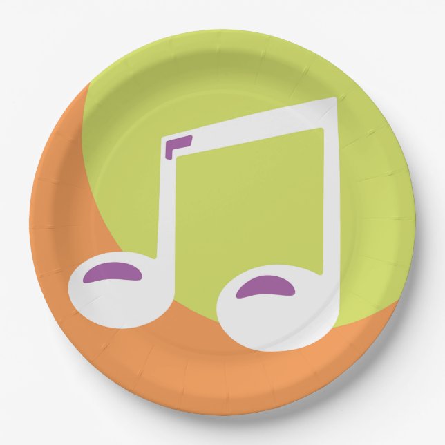 Assiettes En Carton Vibrant Musical Note Double Eighth (Devant)