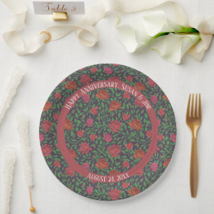 Assiettes En Carton Victorien Gothique Parfait Rouge & Fuchsia Rose