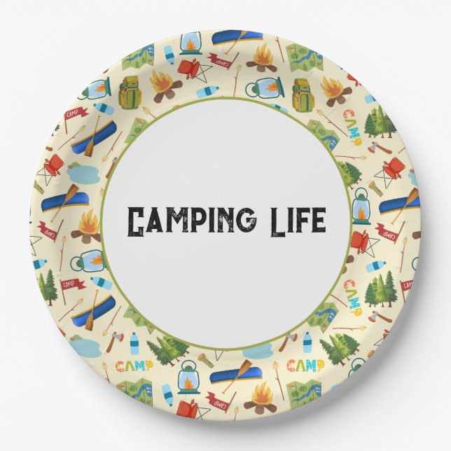 Assiettes En Carton Vie du camping (Devant)