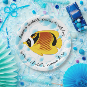 Assiettes En Carton Vie marine tropicale semi-lune de papillons Exotiq