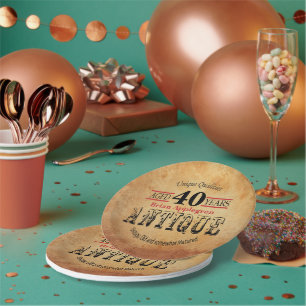 Assiettes En Carton Vieille, antique et Vintage 40e anniversaire Desig