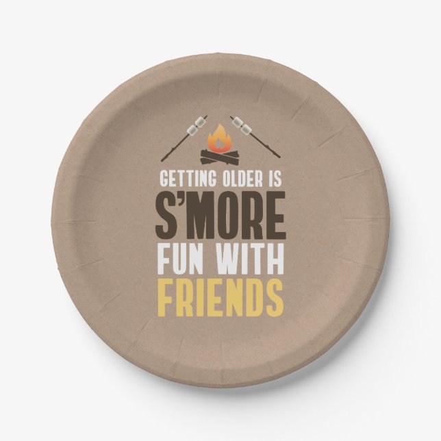 Assiettes En Carton Vieillir c'est S'more Amusant avec les amis Annive (Devant)