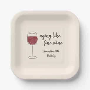 Assiettes En Carton Vieillir Comme Vin Fin Vin Rouge Verre Anniversair