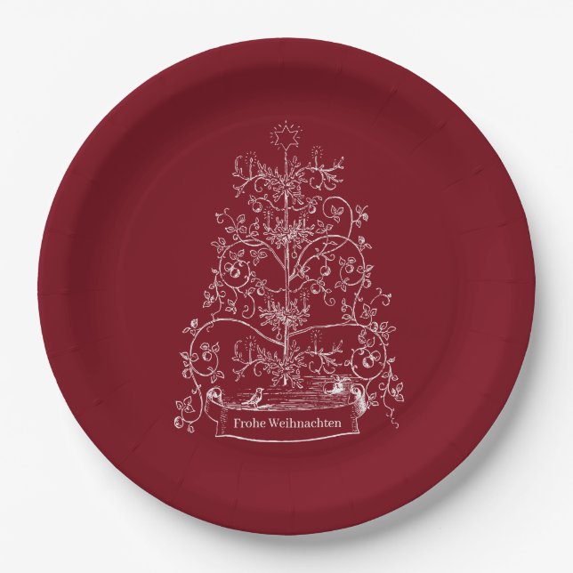 Assiettes En Carton Vieux Monde allemand Tannenbaum (Devant)