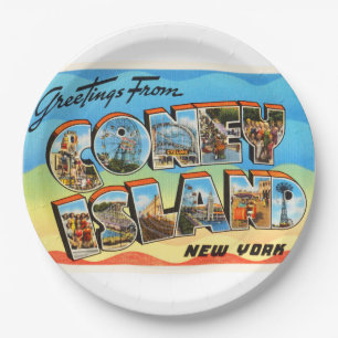 Assiettes En Carton Vieux souvenir de voyage de Coney Island #2 New