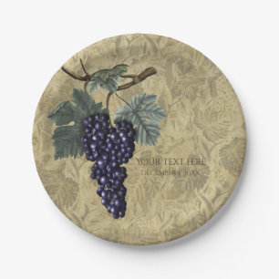 Assiettes En Carton Vignoble de raisins violets Mariage de la mariée